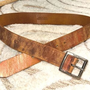 Brown Leather belt with copper shimmer size small